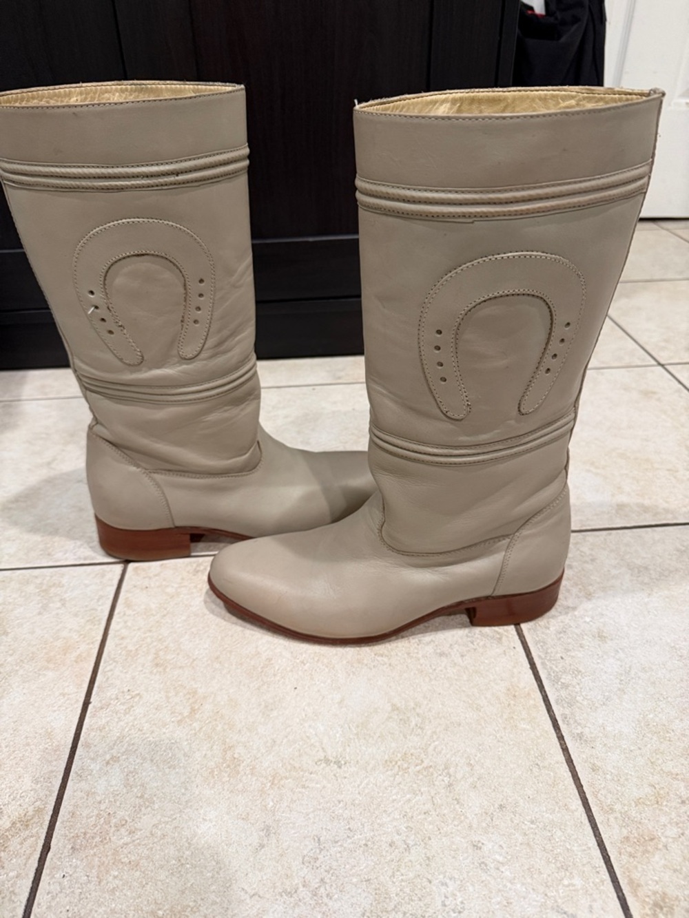 Women's Tall Leather Riding Boots - Cream
